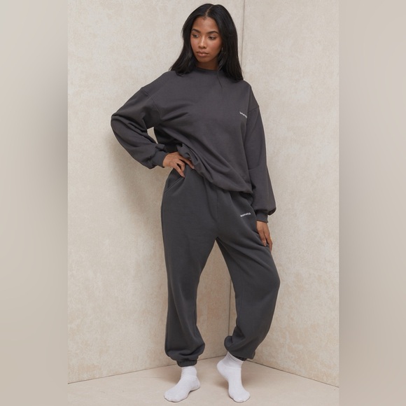 House of CB Pants - House of CB Charcoal Fleece Back Jogging Trousers